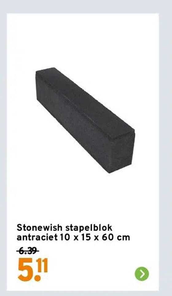 Stonewish stapelblok antraciet 10 x 15 x 60 cm