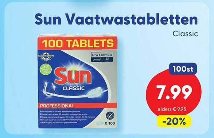 Sun Vaatwastabletten Classic 100 TABLETS