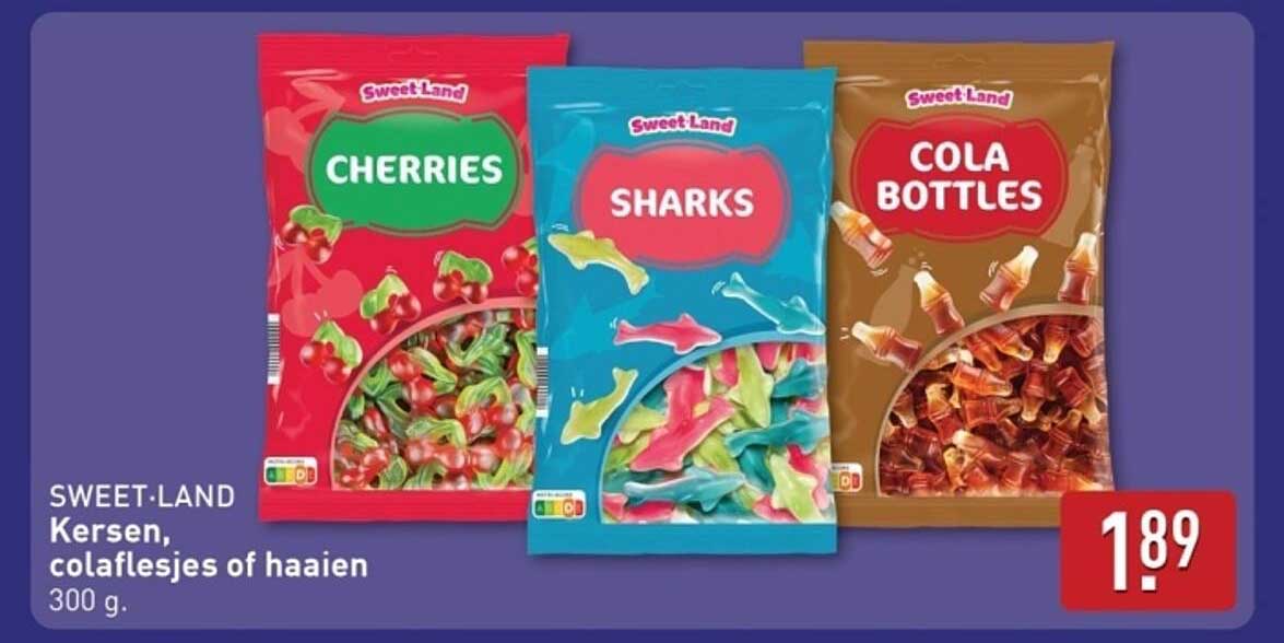 SWEET-LAND Kersen, colaflesjes of haaien 300 g