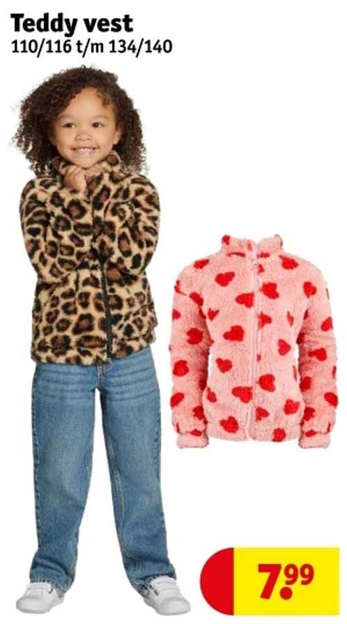 Teddy vest 110/116 t/m 134/140