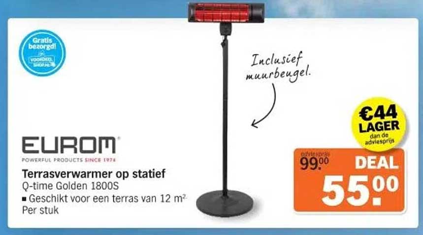 Terrasverwarmer op statief Q-time Golden 1800S