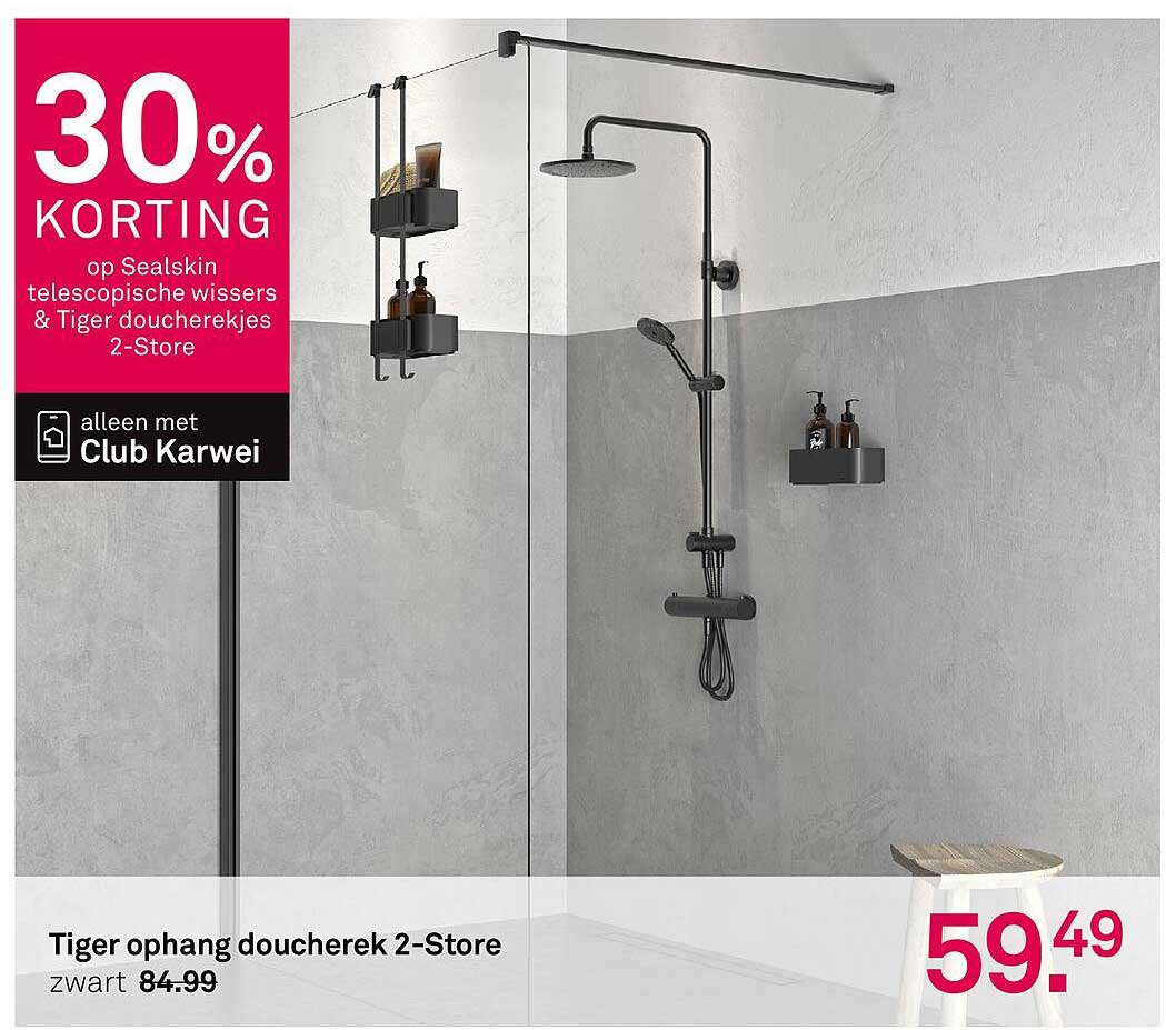 Tiger ophang doucherek 2-Store zwart