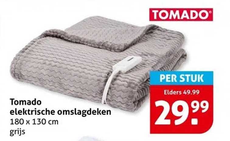 Tomado elektrische omslagdeken 180 x 130 cm grijs