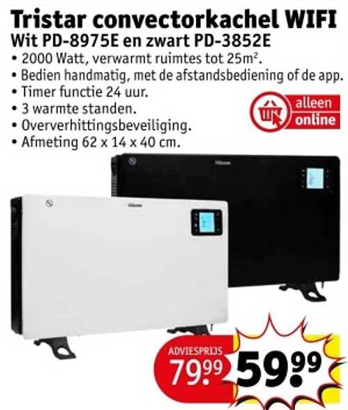 Tristar convectorkachel WIFI Wit PD-8975E en zwart PD-3852E