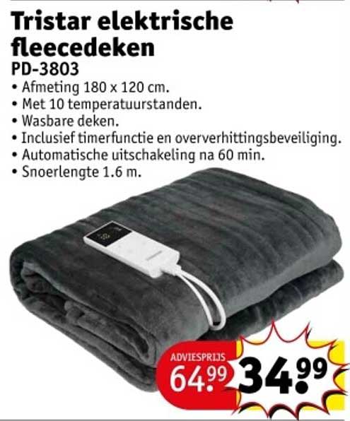 Tristar elektrische fleece-deken PD-3803