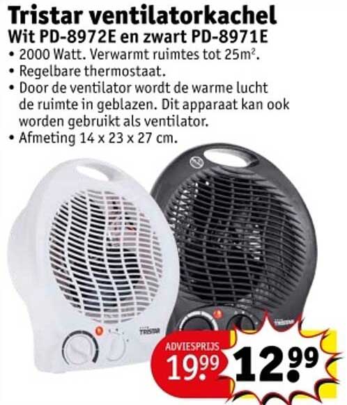 Tristar ventilatorkachel Wit PD-8972E en zwart PD-8971E