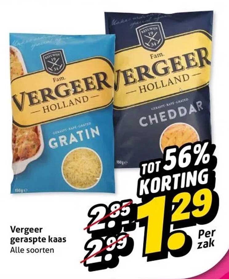 Vergeer geraspte kaas Alle soorten