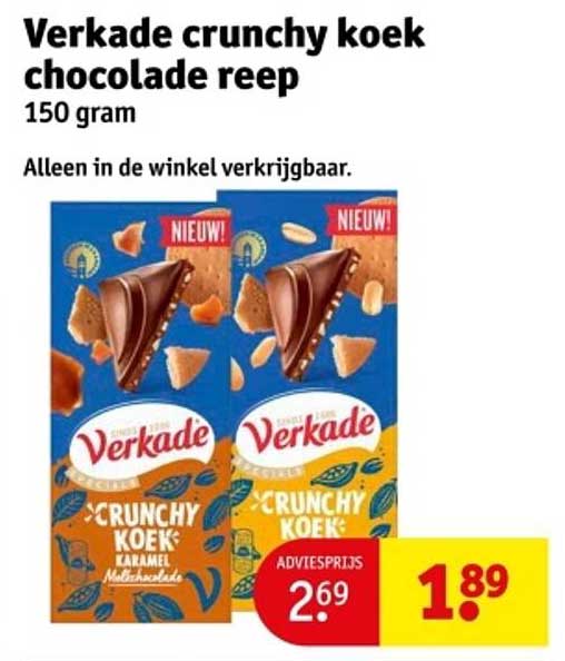 Verkade crunchy koek chocolade reep