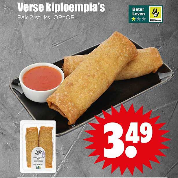 Verse kiplempia's Pak 2 stuks. OP=OP