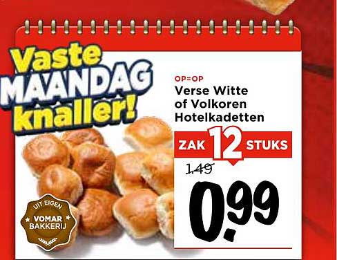 Verse Witte of Volkoren Hotelkardetten - 12 Stuks