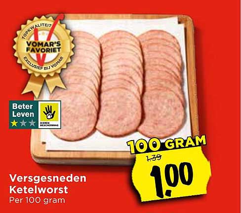 Versgesneden Ketelworst Per 100 gram