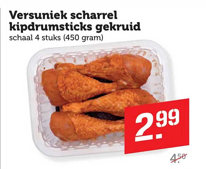 Versuniek scharrel kipdrumsticks gekruid