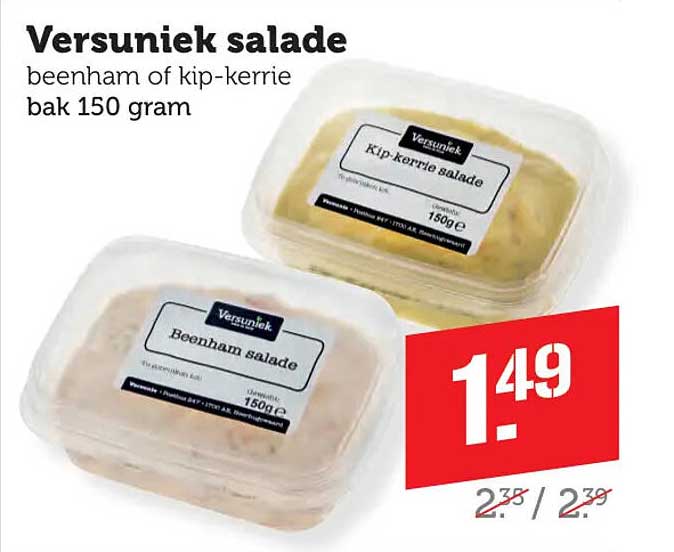 Versuniekk salade beenham of kip-kerrie bak 150 gram