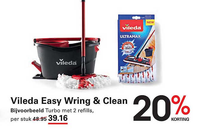 Vileda Easy Wring & Clean Bijvoorbeeld Turbo met 2 refills, per stuk