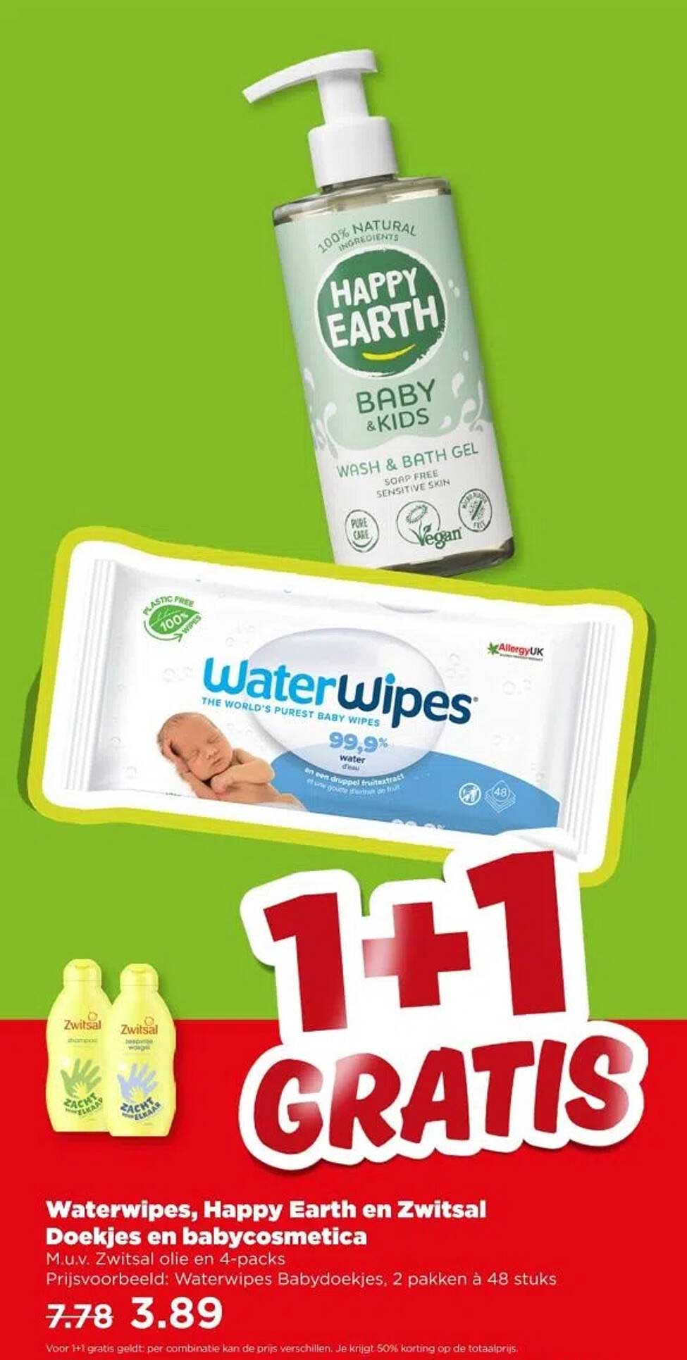 Waterwipes, Happy Earth en Zwitsal Doekjes en babycosmetica