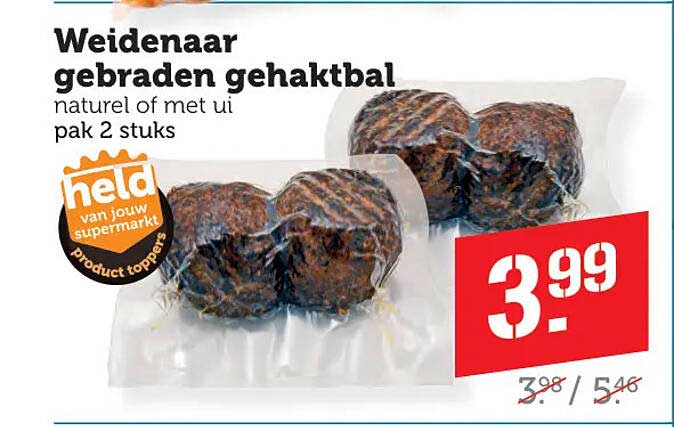 Weidenaard gebraden gehaktbal