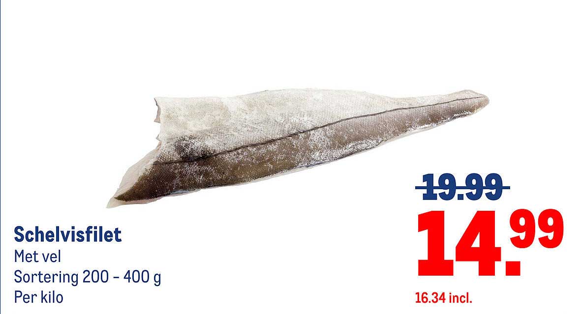 Schelvisfilet Met vel Sortering 200 – 400 g Per kilo