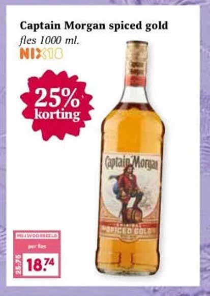Captain Morgan Spiced Gold Fles 1000 Ml. Aanbieding bij Boon's Markt ...