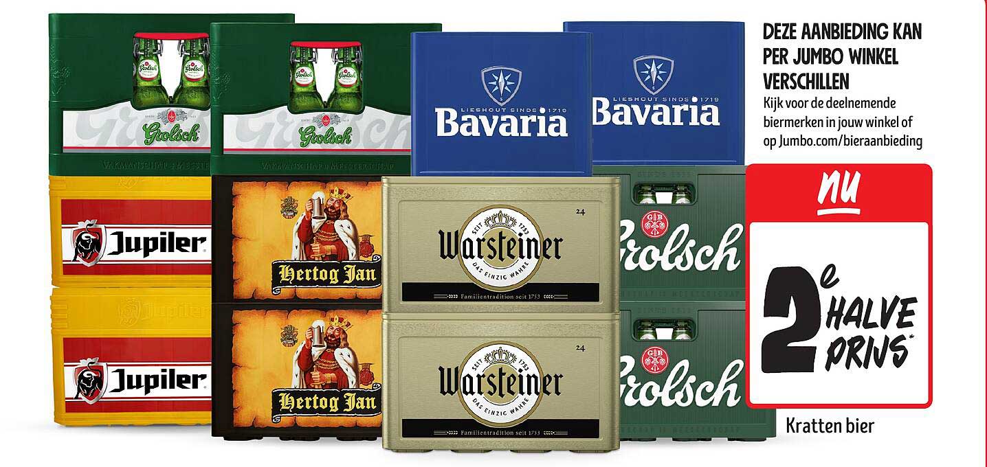 2e halve prijs op kratten bier