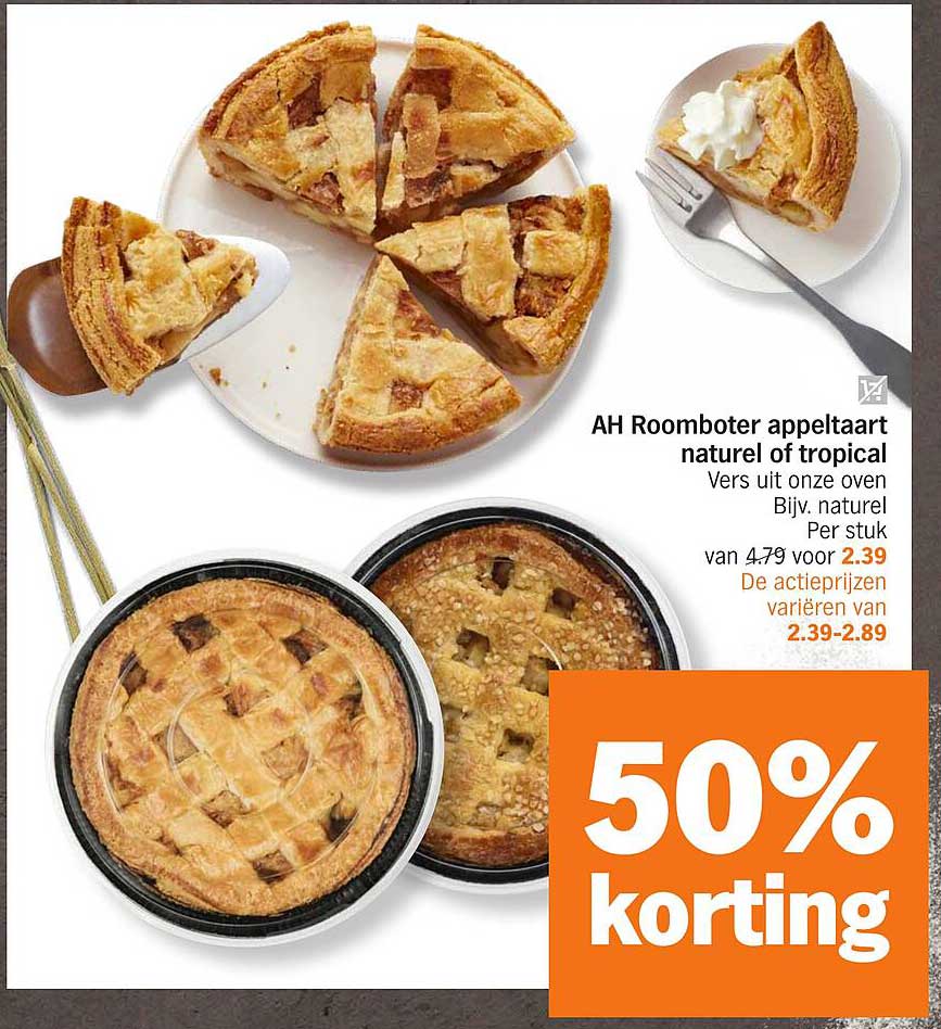 AH Roomboter appeltaart naturel of tropical
