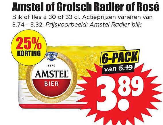 Amstel of Grolsch Radler of Rosé