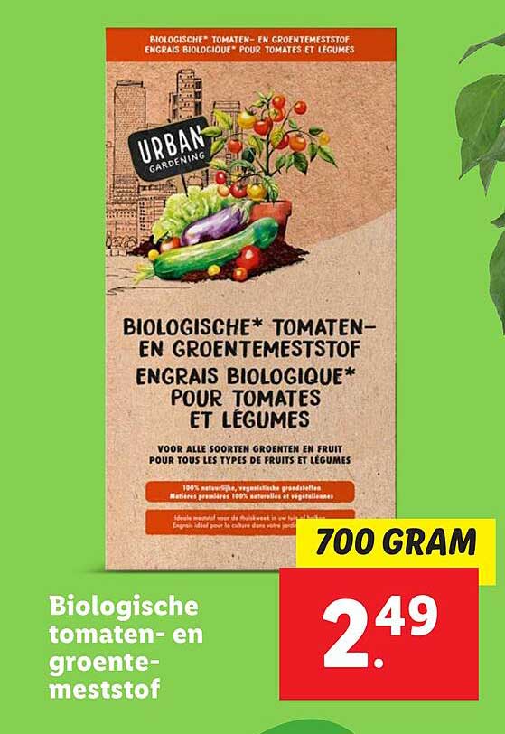 Biologische tomaten- en groentemeststof
