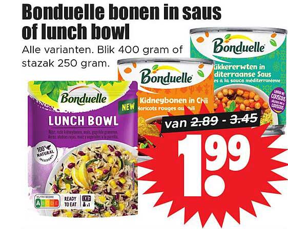 Bonduelle bonen in saus of lunch bowl