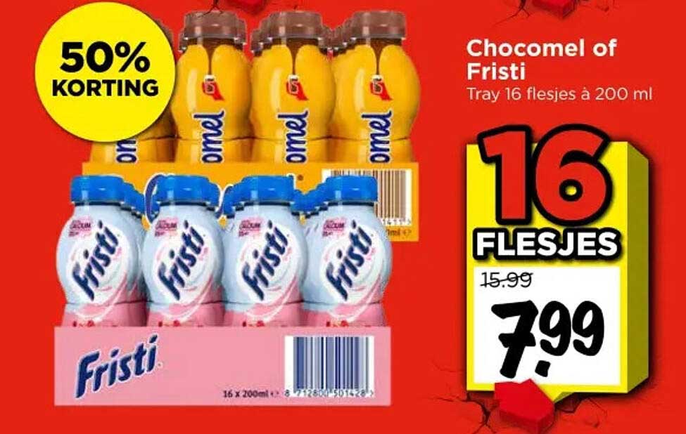 Chocomel of Fristi Tray 16 flesjes à 200 ml