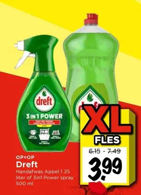 Dreft Handafwas Appel 1.25 liter 3in1 Power spray 500 ml