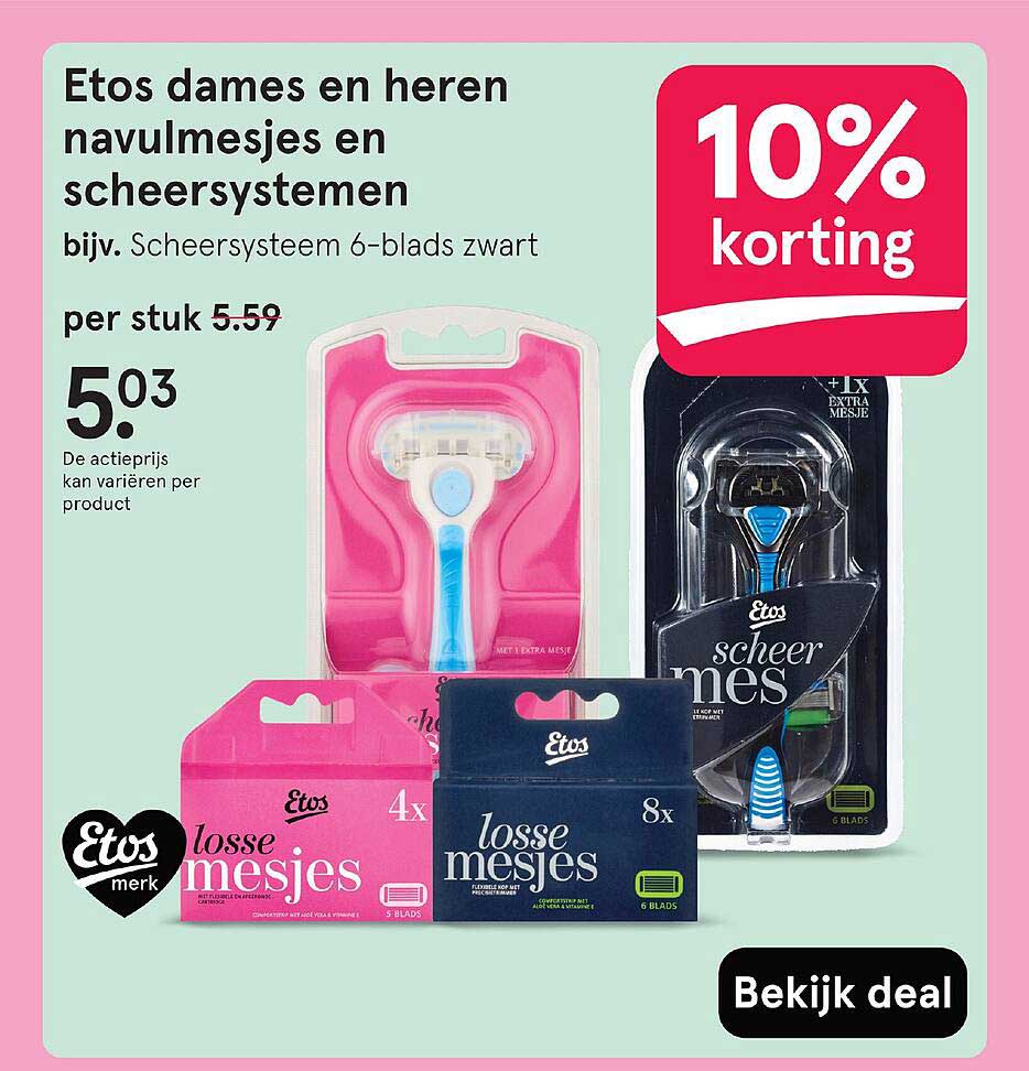 Etos dames en heren navullesjes en scheersystemen bijv. Scheersysteem 6-blads zwart