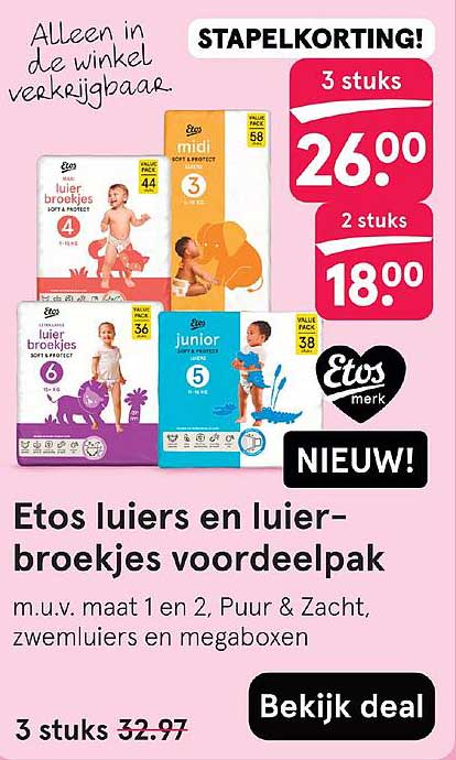 Etos luiers en luierbroekjes voordeelpak