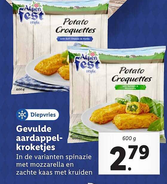 Gevolle aardappel-kroketjes