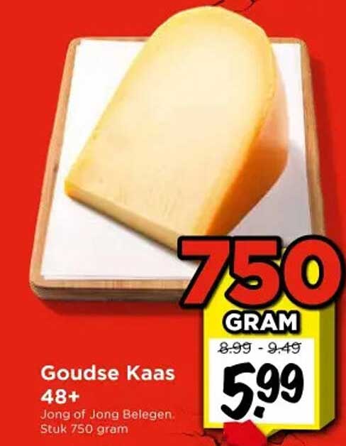 Goudse Kaas 48+ Jong of Jong Belegen 750 gram