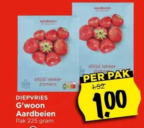 G'woon Aardbeien Pak 225 gram