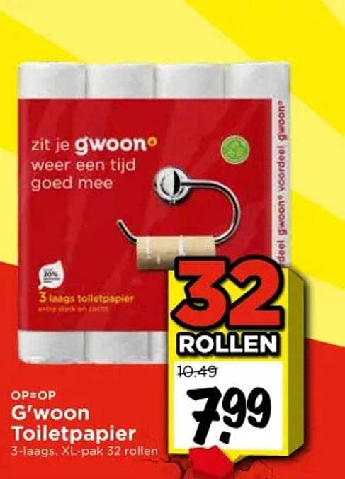 G'woon Toiletpapier 3-laags XL-pak 32 rollen