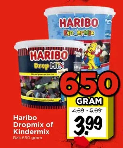 Haribo Dropmix of Kindermix Bak 650 gram