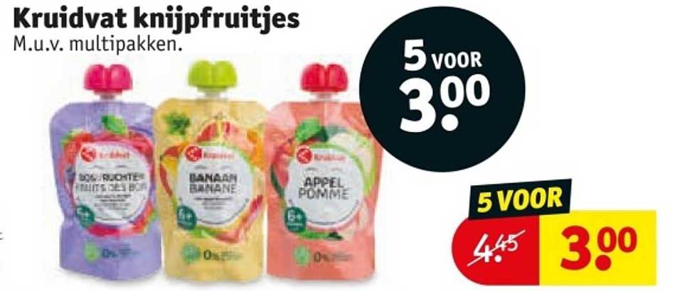 Kruidvat knijpfruitjes M.u.v. multipakken.