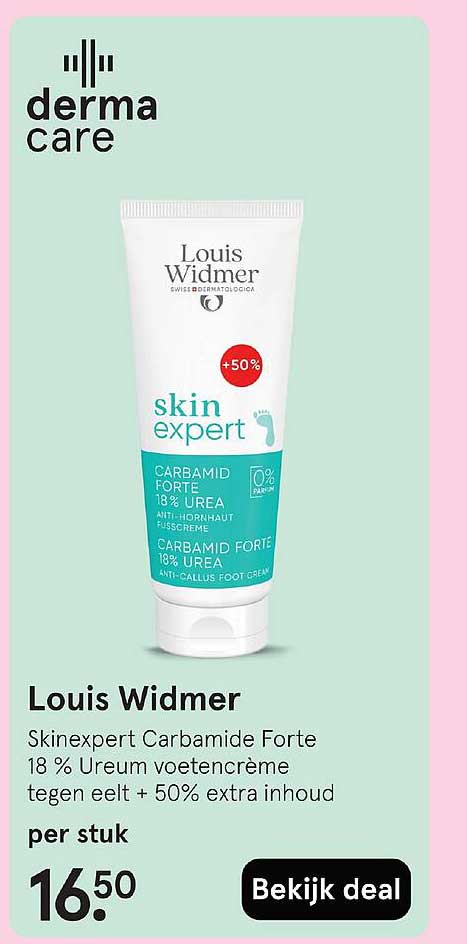 Louis Widmer Skinexpert Carbamide Forte 18 % Ureum voetcrème tegen eelt + 50% extra inhoud