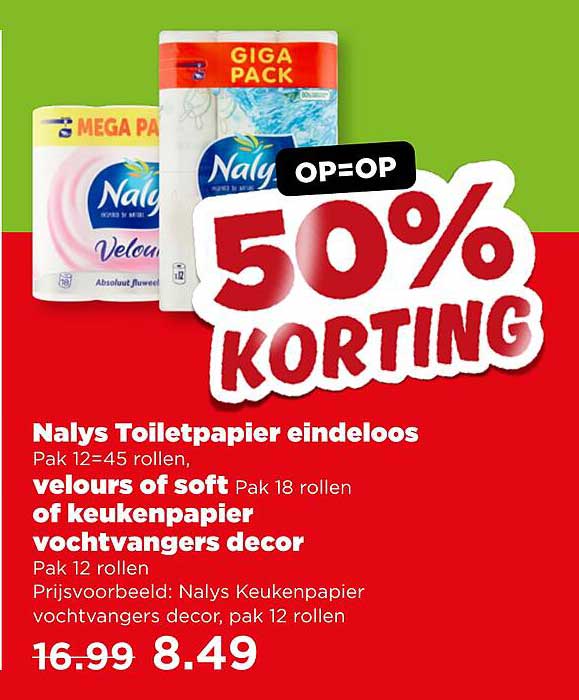Nalys Toiletpapier eindeloos Pak 12=45 rollen