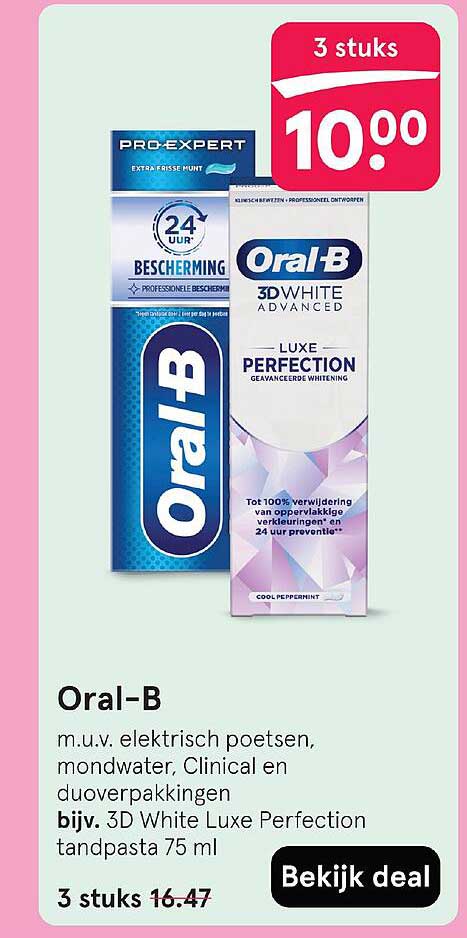 Oral-B Tandpasta aanbieding 3 stuks voor €10,00
