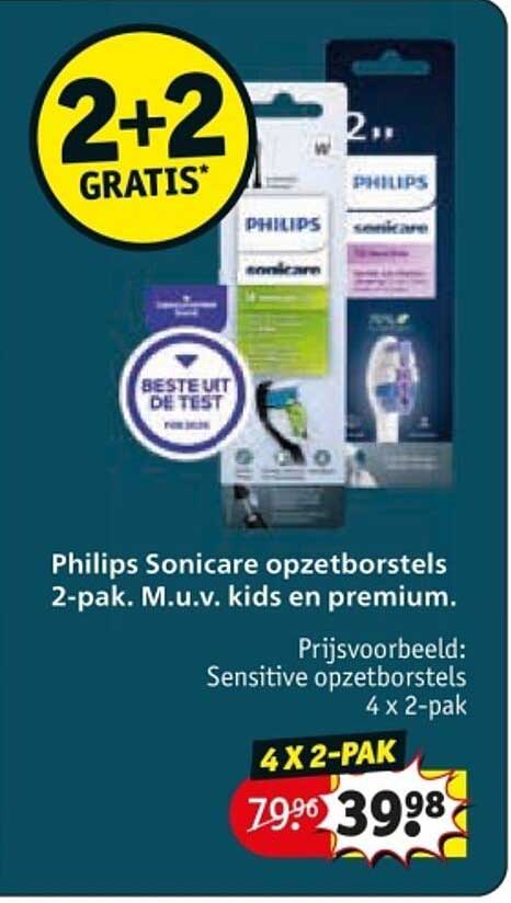 Philips Sonicare opzetborstels 2-pak. M.u.v. kids en premium.