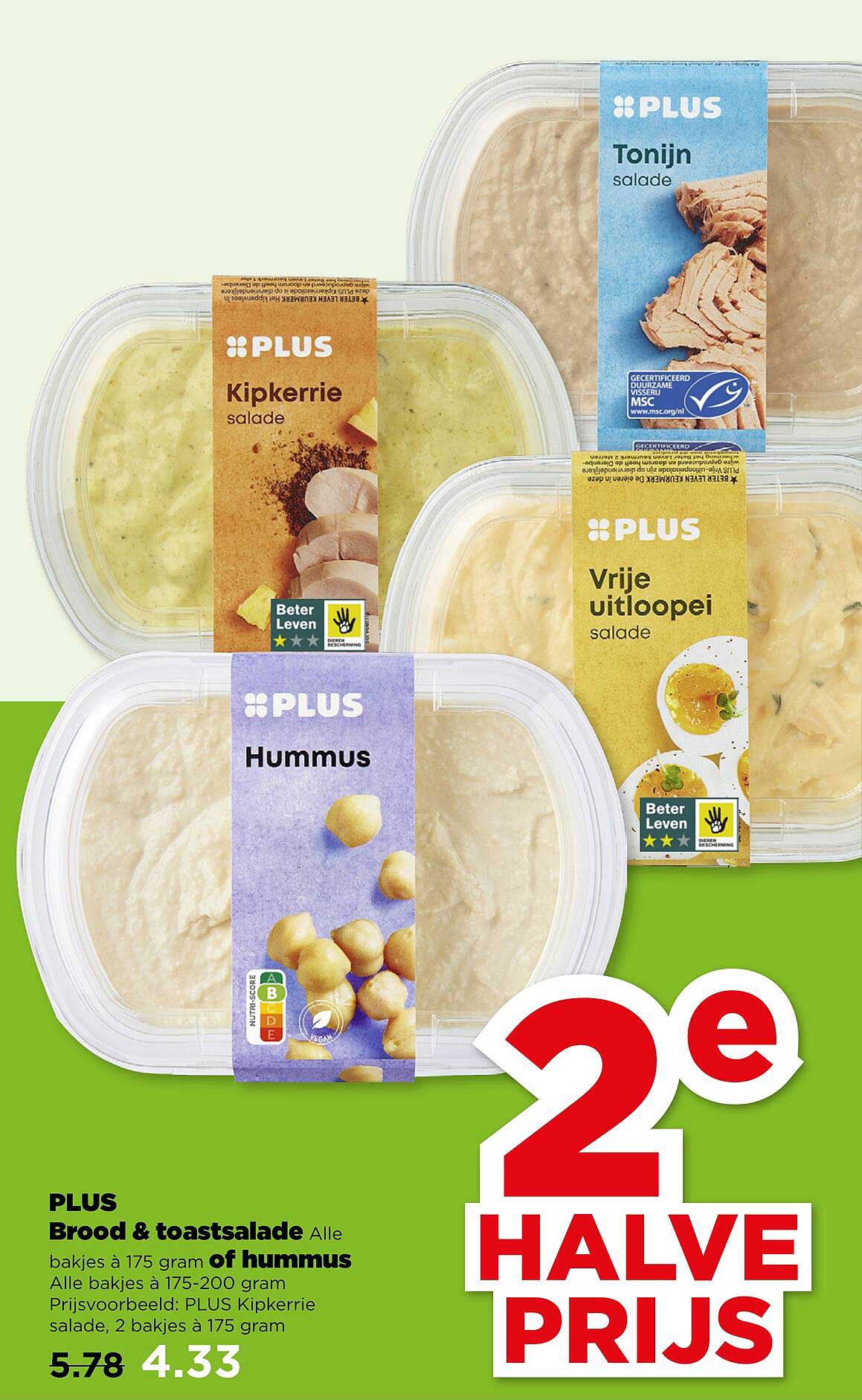 PLUS Brood & toastsalade Alle bakjes à 175 gram of hummus