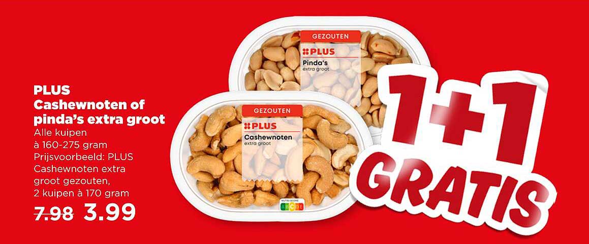 PLUS Cashewnoten of pinda's extra groot