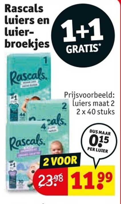 Rascals luiers en luierbroekjes 1+1 GRATIS