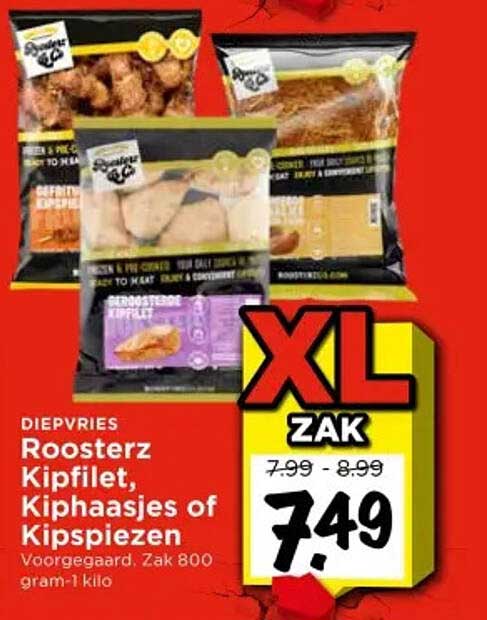 Roosterz Kipfilet, Kipaasjes of Kipspieszen