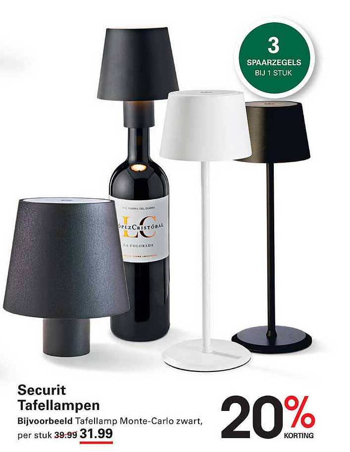 Securit Tafellampen, per stuk 31.99