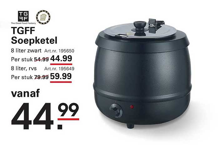 TGFF Soepketel 8 liter zwart