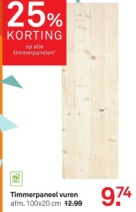 Timmerpaneel vuren afm. 100x20 cm