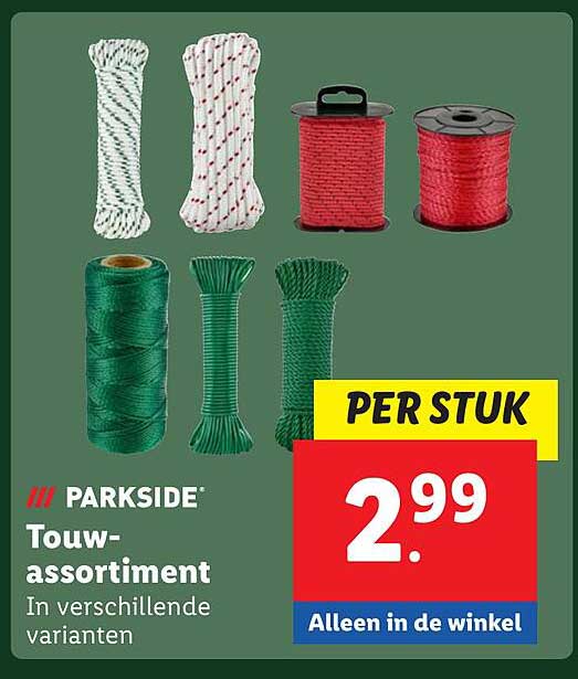 Touw-assortiment In verschillende varianten