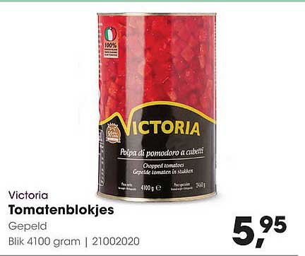 Victoria Tomatenblokjes Gepeld Blik 4100 gram